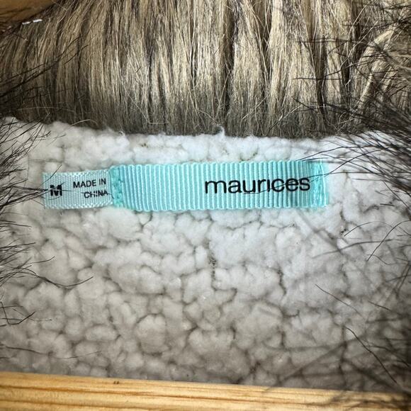 Maurices Sweater Vest Womens Size M Faux Fur Cableknit Toggle Sherpa Lined Tan - Picture 4 of 11